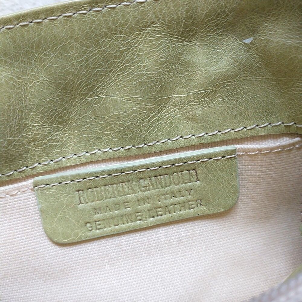 Roberto Gandolfi Leather Handbag Lime Green Bow 5.5x11x4" *READ - Picture 11 of 11